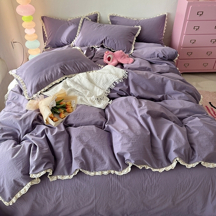 千朵 2024新款全棉水洗棉四件套 芊紫