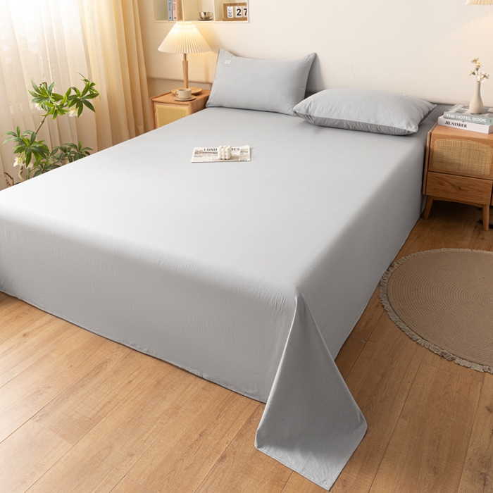 91家纺网 家纺一手货源 找家纺 AB家纺 2024新款A类40支水洗全棉床单三件套 浅灰