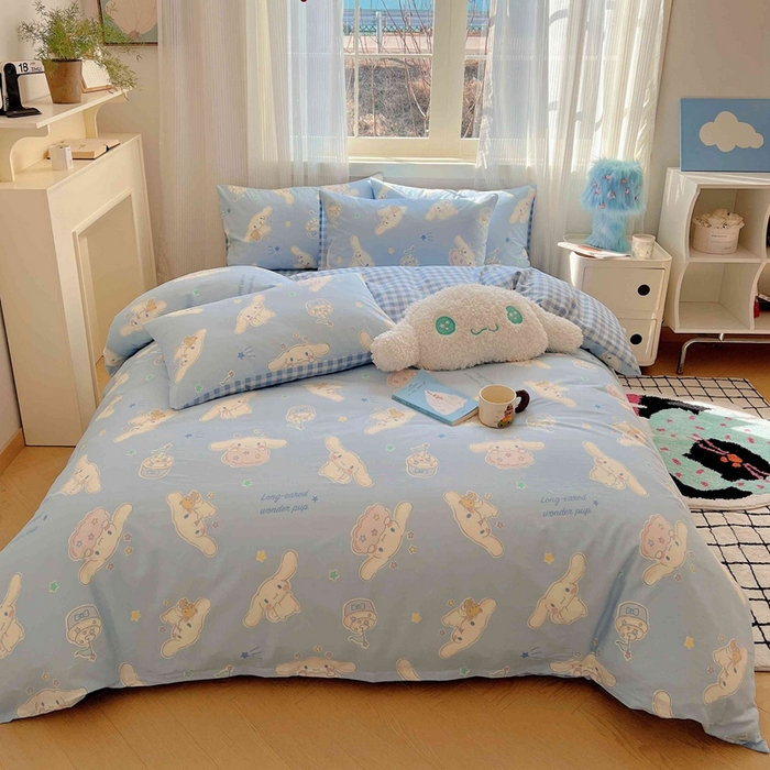 91家纺网 家纺一手货源 找家纺 星座家纺 2025新款40s全棉卡通印花四件套 星星玉桂狗