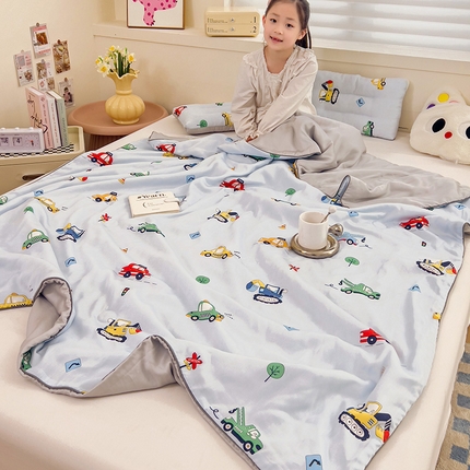 91家纺网 家纺一手货源 找家纺 十九色 2024新款60天丝印花儿童夏被 汽车家族