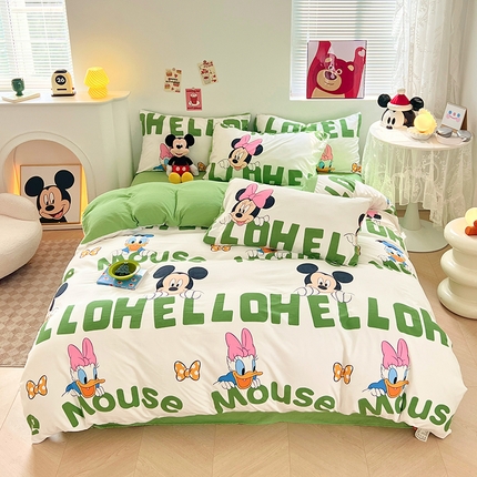 91家纺网 家纺一手货源 找家纺 卡斯诺 2025新款A类迪士尼水洗棉印花四件套 （下载包包含买家秀）童梦奇缘