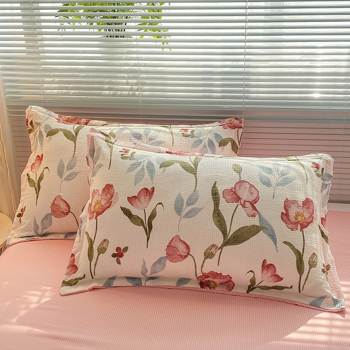 91家纺网 家纺一手货源 找家纺 寐时代 2024新款A类有氧提花水洗泡泡棉四件套 安妮