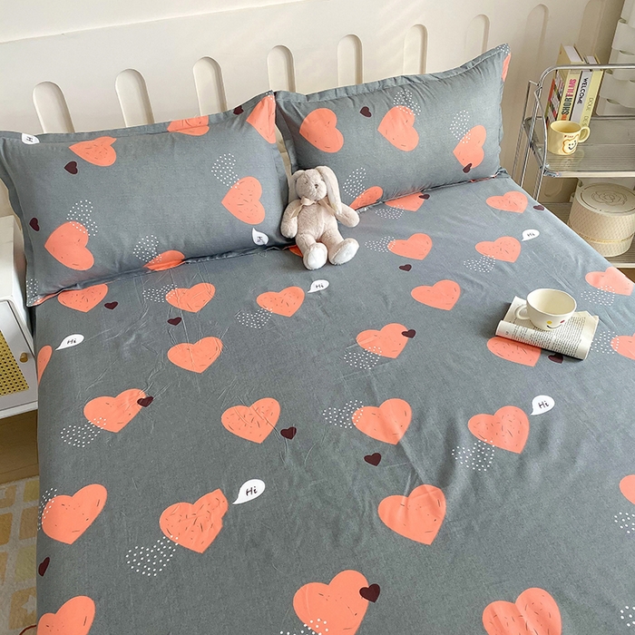 91家纺网 家纺一手货源 找家纺 梵巢家纺 2025新款加厚芦荟棉床单磨毛化纤床单 心动时刻