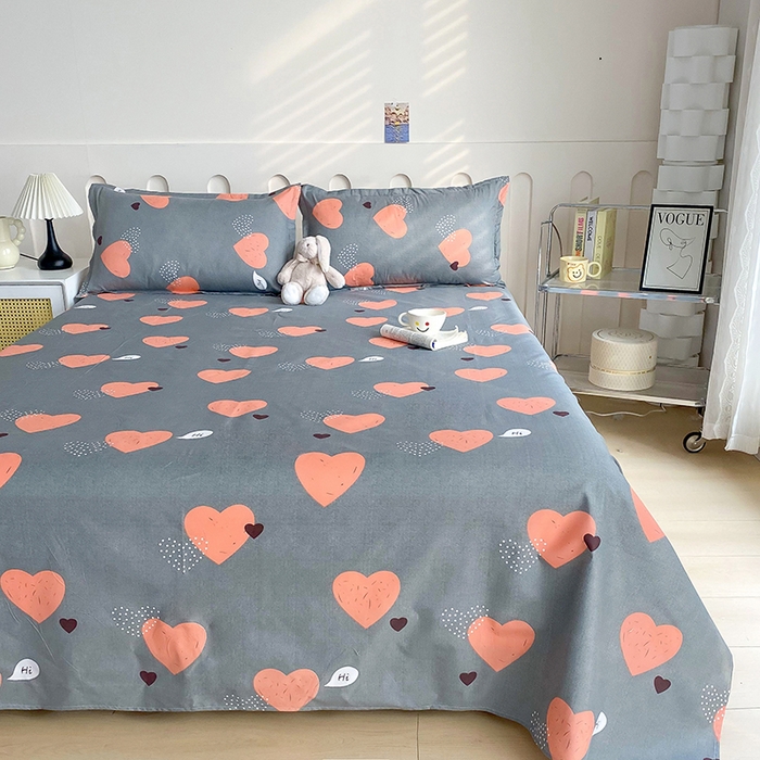 91家纺网 家纺一手货源 找家纺 梵巢家纺 2025新款加厚芦荟棉床单磨毛化纤床单 心动时刻