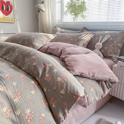 寐时代 2024新款A类有氧提花水洗泡泡棉四件套 暗香