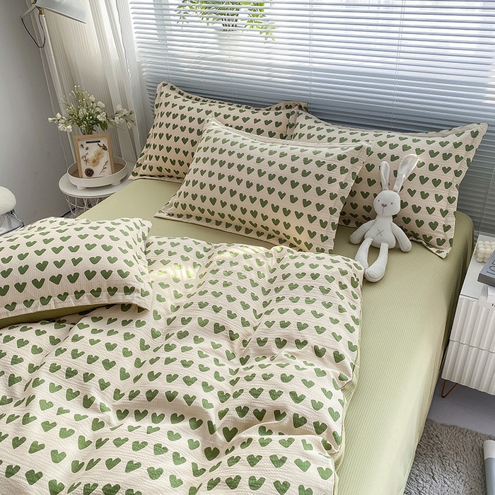 91家纺网 家纺一手货源 找家纺 寐时代 2024新款A类有氧提花水洗泡泡棉四件套 心动