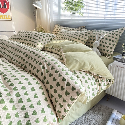 寐时代 2024新款A类有氧提花水洗泡泡棉四件套 心动