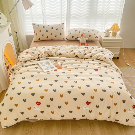 91家纺网 家纺一手货源 找家纺 （总）丫丫家纺 2024新款水洗糯小棉卡通小清新单人双人学生单品四件套