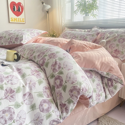 寐时代 2024新款A类有氧提花水洗泡泡棉四件套 夕颜