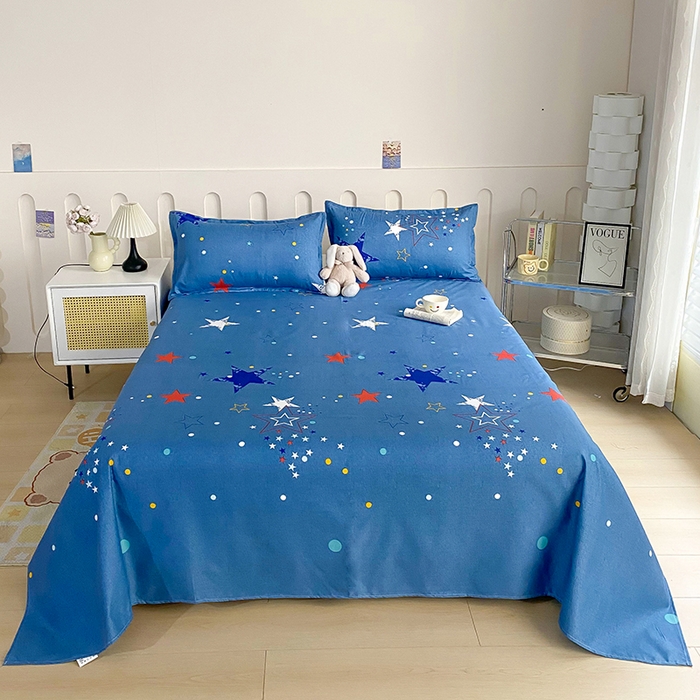 91家纺网 家纺一手货源 找家纺 梵巢家纺 2025新款加厚芦荟棉床单磨毛化纤床单 星空