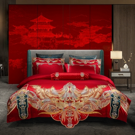 91家纺网 家纺一手货源 找家纺 （总）2024新款全棉100支贡缎提花四件套-挚爱系列 棚拍