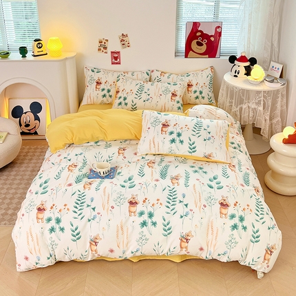 91家纺网 家纺一手货源 找家纺 卡斯诺 2025新款A类迪士尼水洗棉印花四件套 （下载包包含买家秀）欢乐维尼