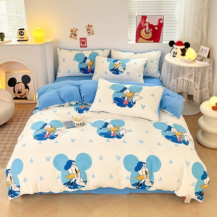 91家纺网 家纺一手货源 找家纺 卡斯诺 2025新款A类迪士尼水洗棉印花四件套 （下载包包含买家秀）你好唐老鸭