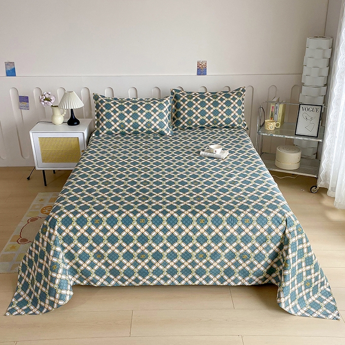 91家纺网 家纺一手货源 找家纺 梵巢家纺 2025新款加厚芦荟棉床单磨毛化纤床单 时光之城