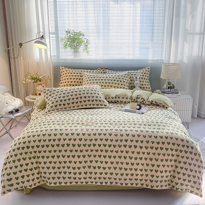 91家纺网 家纺一手货源 找家纺 寐时代 2024新款A类有氧提花水洗泡泡棉四件套 心动