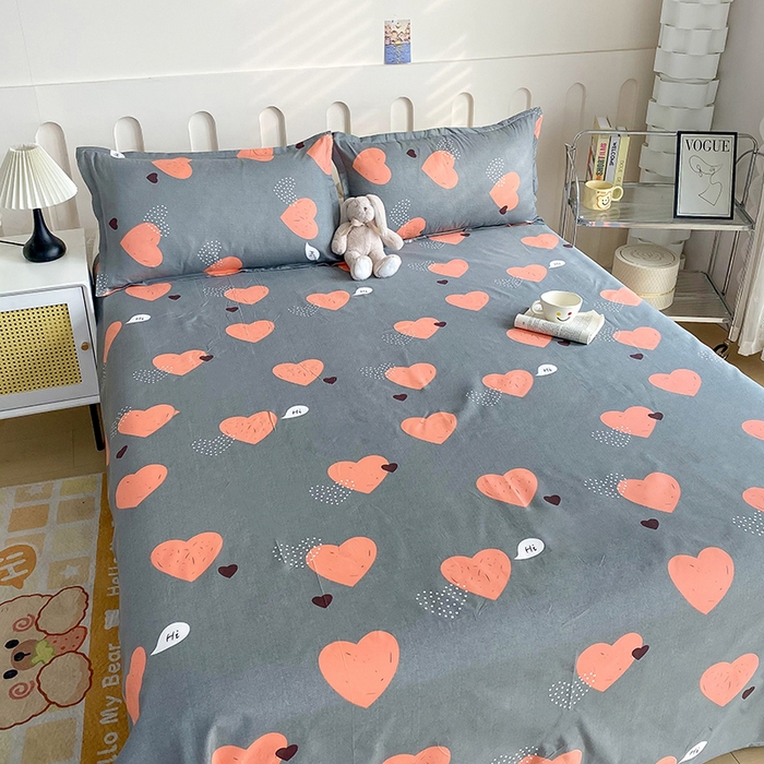 91家纺网 家纺一手货源 找家纺 梵巢家纺 2025新款加厚芦荟棉床单磨毛化纤床单 心动时刻