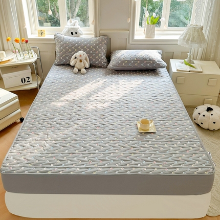 91家纺网 家纺一手货源 找家纺 尊康家纺（原磊科） 2024新款亲肤舒适原棉抗菌棉夏被四件套 彩条-绅士灰