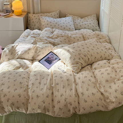 萝莉家纺 2025新款全棉双层皱皱纱四件套 莉莉莎