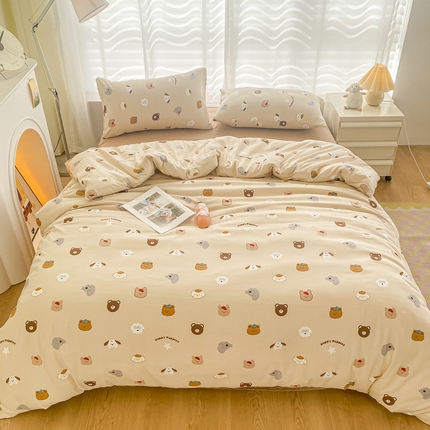 91家纺网 家纺一手货源 找家纺 （总）丫丫家纺 2024新款水洗糯小棉卡通小清新单人双人学生单品四件套