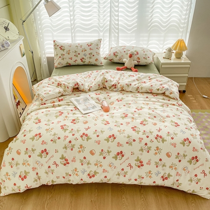 91家纺网 家纺一手货源 找家纺 （总）丫丫家纺 2024新款水洗糯小棉卡通小清新单人双人学生单品四件套