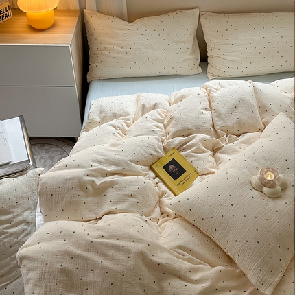 91家纺网 家纺一手货源 找家纺 （总）萝莉家纺 2025新款全棉双层皱皱纱四件套