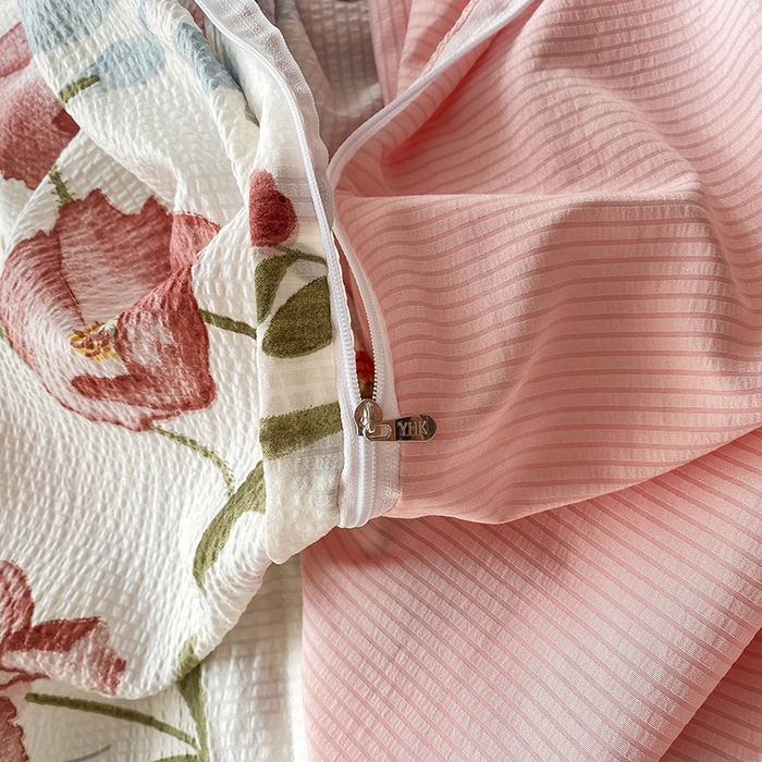 91家纺网 家纺一手货源 找家纺 寐时代 2024新款A类有氧提花水洗泡泡棉四件套 安妮