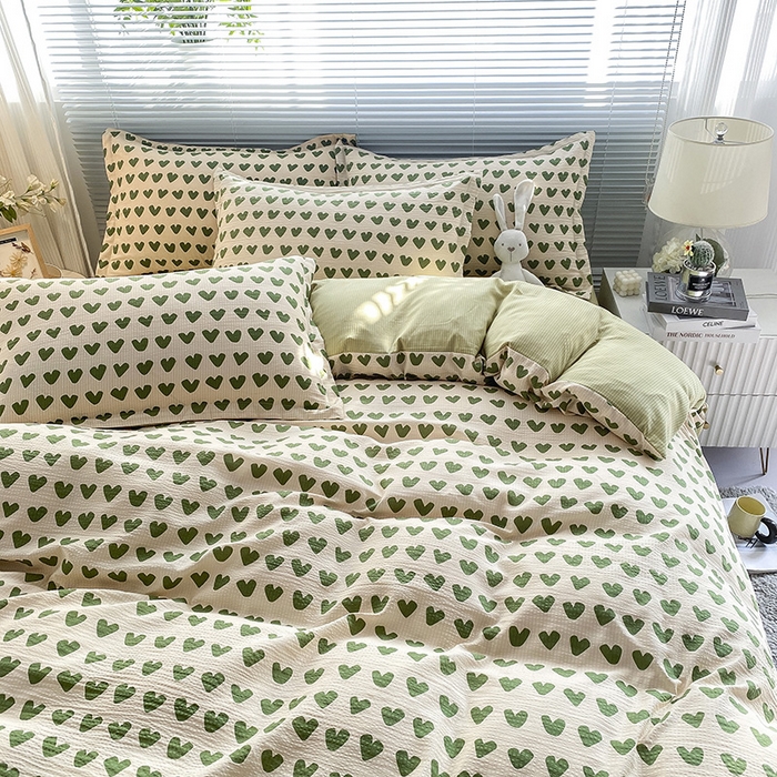 91家纺网 家纺一手货源 找家纺 寐时代 2024新款A类有氧提花水洗泡泡棉四件套 心动