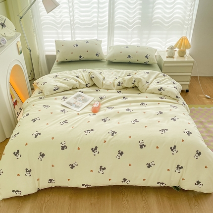 91家纺网 家纺一手货源 找家纺 （总）丫丫家纺 2024新款水洗糯小棉卡通小清新单人双人学生单品四件套