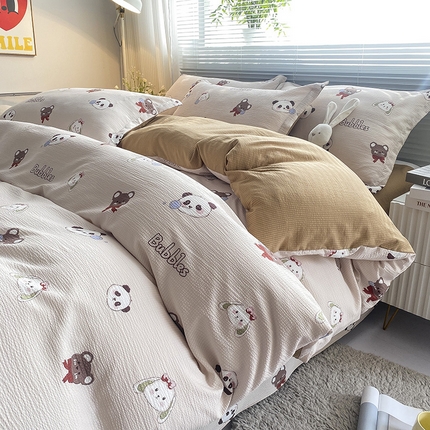 寐时代 2024新款A类有氧提花水洗泡泡棉四件套 泡泡熊