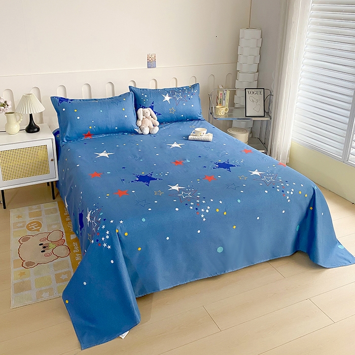 91家纺网 家纺一手货源 找家纺 梵巢家纺 2025新款加厚芦荟棉床单磨毛化纤床单 星空