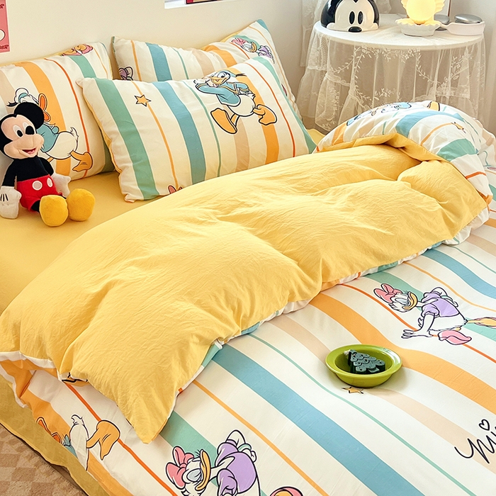 91家纺网 家纺一手货源 找家纺 卡斯诺 2025新款A类迪士尼水洗棉印花四件套 （下载包包含买家秀）快乐黛西