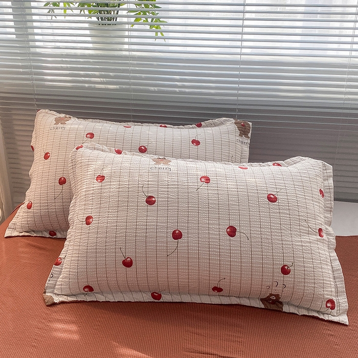 91家纺网 家纺一手货源 找家纺 寐时代 2024新款A类有氧提花水洗泡泡棉四件套 樱桃熊