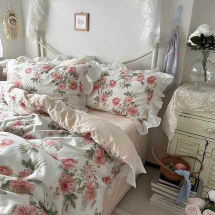 91家纺网 家纺一手货源 找家纺 （总）恋恋三季 2024新款40支全棉花边法式浪漫四件套公主请上床系列