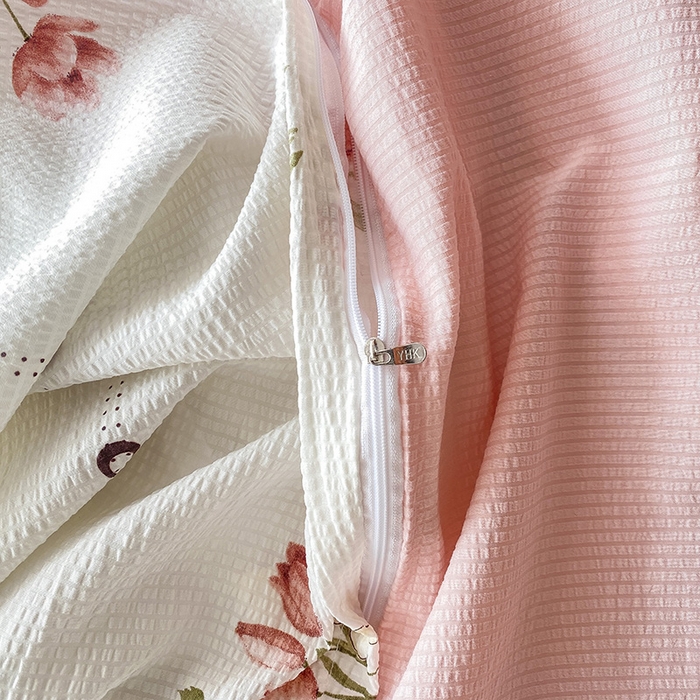 91家纺网 家纺一手货源 找家纺 寐时代 2024新款A类有氧提花水洗泡泡棉四件套 小情歌