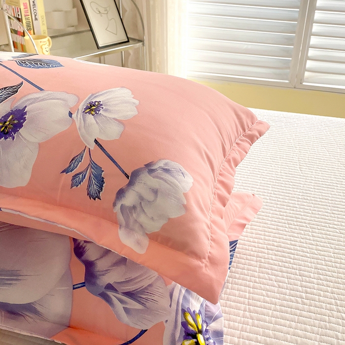 91家纺网 家纺一手货源 找家纺 梵巢 芦荟棉枕套磨毛化纤枕套48*74cm 花之韵红