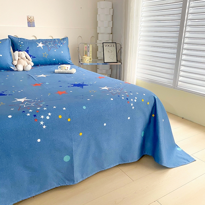 91家纺网 家纺一手货源 找家纺 梵巢家纺 2025新款加厚芦荟棉床单磨毛化纤床单 星空