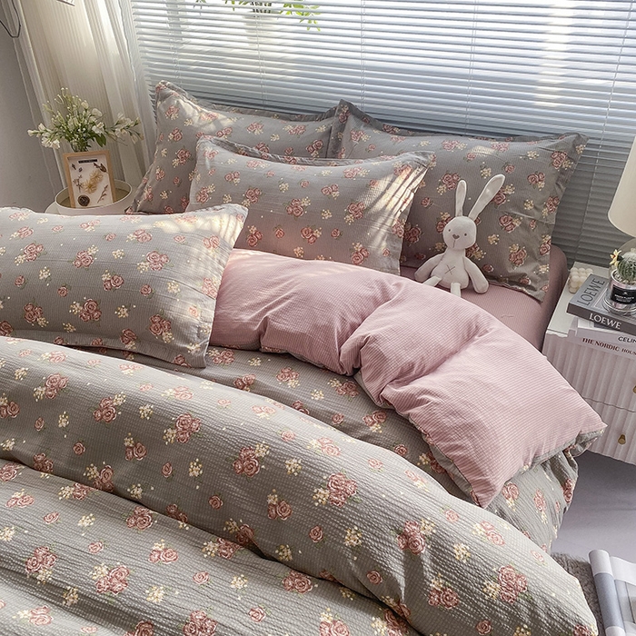 91家纺网 家纺一手货源 找家纺 寐时代 2024新款A类有氧提花水洗泡泡棉四件套 暗香