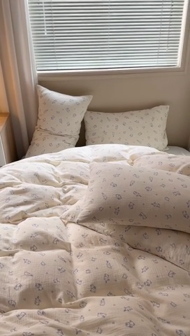 91家纺网 家纺一手货源 找家纺 （总）萝莉家纺 2025新款全棉双层皱皱纱四件套