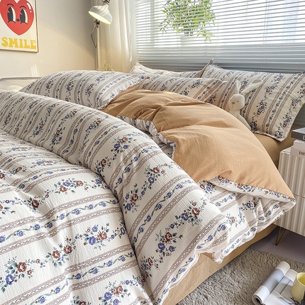 寐时代 2024新款A类有氧提花水洗泡泡棉四件套 安吉拉