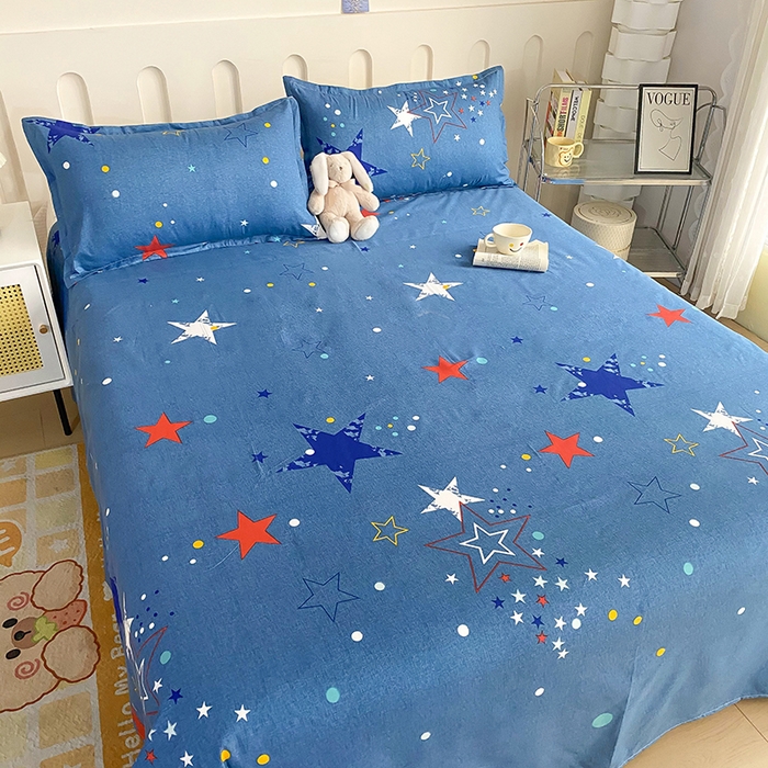 91家纺网 家纺一手货源 找家纺 梵巢家纺 2025新款加厚芦荟棉床单磨毛化纤床单 星空