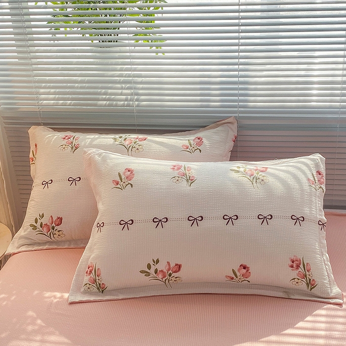 91家纺网 家纺一手货源 找家纺 寐时代 2024新款A类有氧提花水洗泡泡棉四件套 小情歌