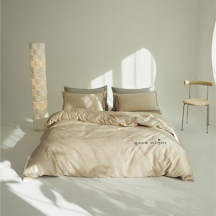 91家纺网 家纺一手货源 找家纺 （总）新款高密全棉绣花四件套--晚安系列 英文版