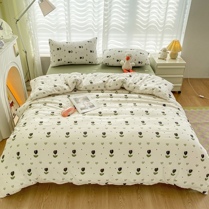 91家纺网 家纺一手货源 找家纺 （总）丫丫家纺 2024新款水洗糯小棉卡通小清新单人双人学生单品四件套