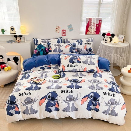 91家纺网 家纺一手货源 找家纺 卡斯诺 2025新款A类迪士尼水洗棉印花四件套 （下载包包含买家秀）百变史迪奇