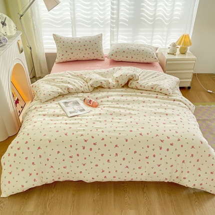 91家纺网 家纺一手货源 找家纺 （总）丫丫家纺 2024新款水洗糯小棉卡通小清新单人双人学生单品四件套