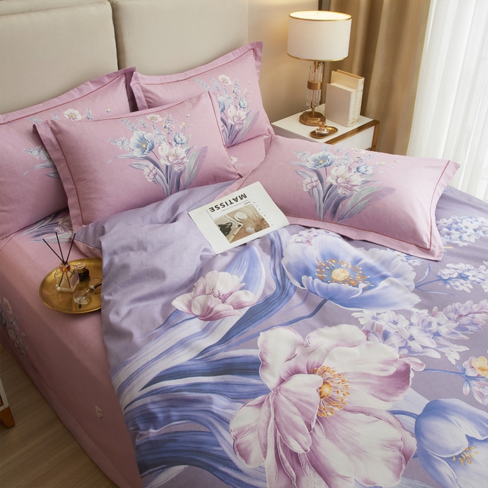 91家纺网 家纺一手货源 找家纺 格里芬家纺 2025新款全棉大版13372纯棉印花四件套 安娜