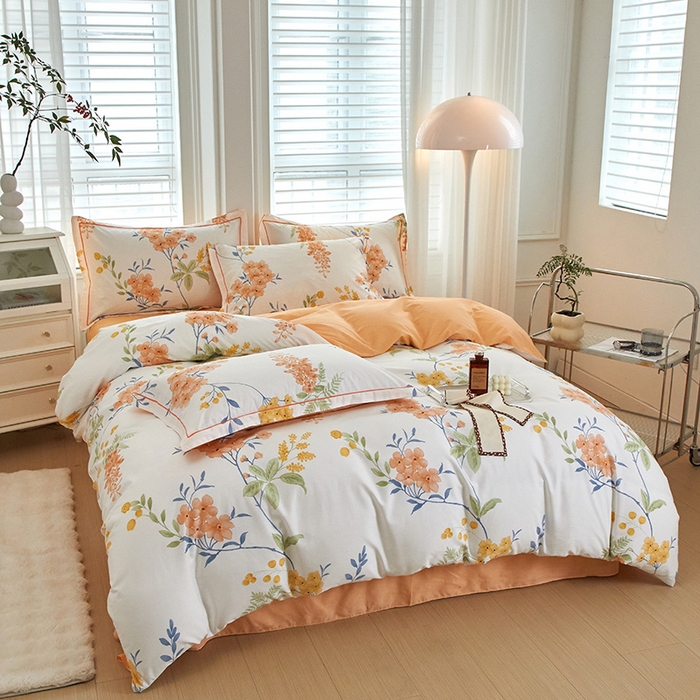 91家纺网 家纺一手货源 找家纺 沐白家居 2024新款全棉13376全棉印花四件套 朝颜