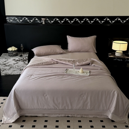 91家纺网 家纺一手货源 找家纺 娇逸家居 2024新款100支天丝棉贡缎提花夏被（可配同款床单枕套为夏被四件套）  星野-裸紫