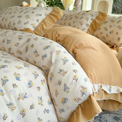 91家纺网 家纺一手货源 找家纺 仟网汇 2024新款韩版泡泡棉印花四件套  知秋