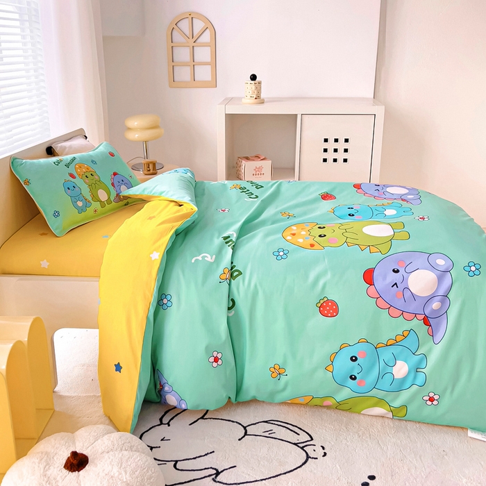 91家纺网 家纺一手货源 找家纺 乐秀 2025新款40S全棉13372幼儿园三件套六件套 恐龙小队